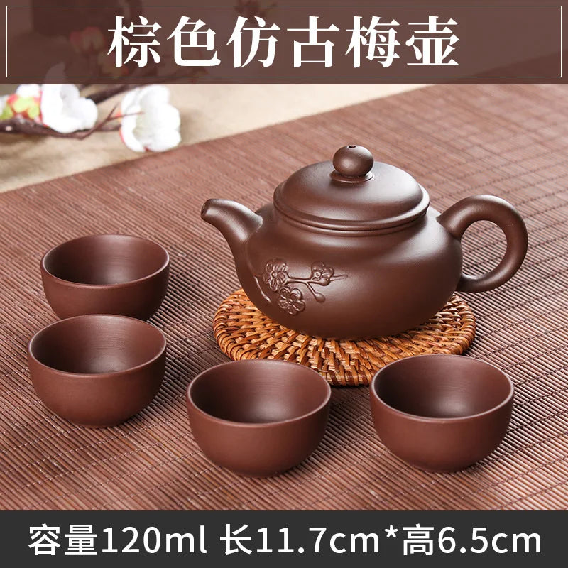 5pcs Kung Fu Tea Set [1 Teapot + 4 Cups Set] 100ml Chinese Xi Shi Porcelain Tea Sets Ceramic Yixing Purple Clay Kettle