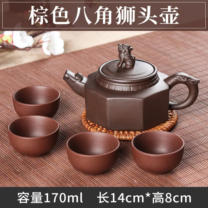 5pcs Kung Fu Tea Set [1 Teapot + 4 Cups Set] 100ml Chinese Xi Shi Porcelain Tea Sets Ceramic Yixing Purple Clay Kettle