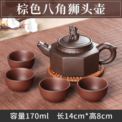 5pcs Kung Fu Tea Set [1 Teapot + 4 Cups Set] 100ml Chinese Xi Shi Porcelain Tea Sets Ceramic Yixing Purple Clay Kettle