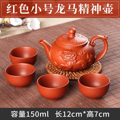 5pcs Kung Fu Tea Set [1 Teapot + 4 Cups Set] 100ml Chinese Xi Shi Porcelain Tea Sets Ceramic Yixing Purple Clay Kettle