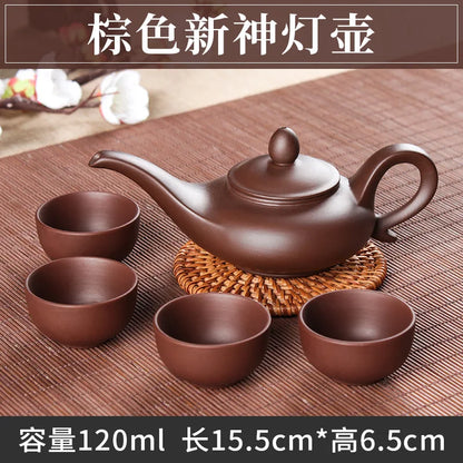 5pcs Kung Fu Tea Set [1 Teapot + 4 Cups Set] 100ml Chinese Xi Shi Porcelain Tea Sets Ceramic Yixing Purple Clay Kettle