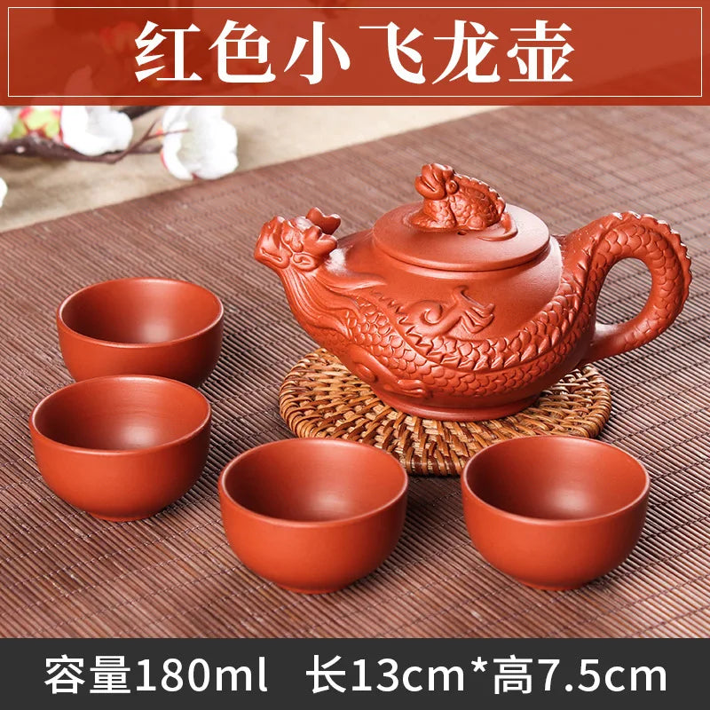 5pcs Kung Fu Tea Set [1 Teapot + 4 Cups Set] 100ml Chinese Xi Shi Porcelain Tea Sets Ceramic Yixing Purple Clay Kettle