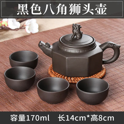 5pcs Kung Fu Tea Set [1 Teapot + 4 Cups Set] 100ml Chinese Xi Shi Porcelain Tea Sets Ceramic Yixing Purple Clay Kettle