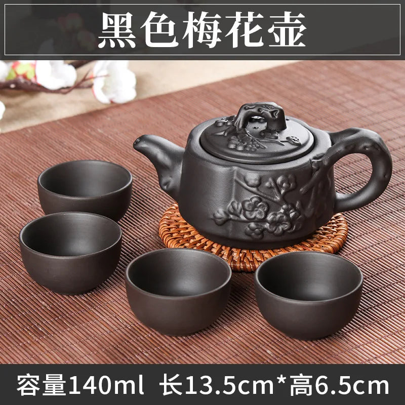 5pcs Kung Fu Tea Set [1 Teapot + 4 Cups Set] 100ml Chinese Xi Shi Porcelain Tea Sets Ceramic Yixing Purple Clay Kettle