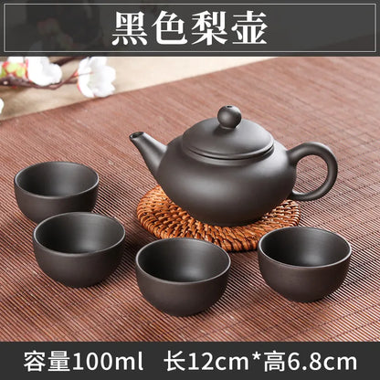 5pcs Kung Fu Tea Set [1 Teapot + 4 Cups Set] 100ml Chinese Xi Shi Porcelain Tea Sets Ceramic Yixing Purple Clay Kettle