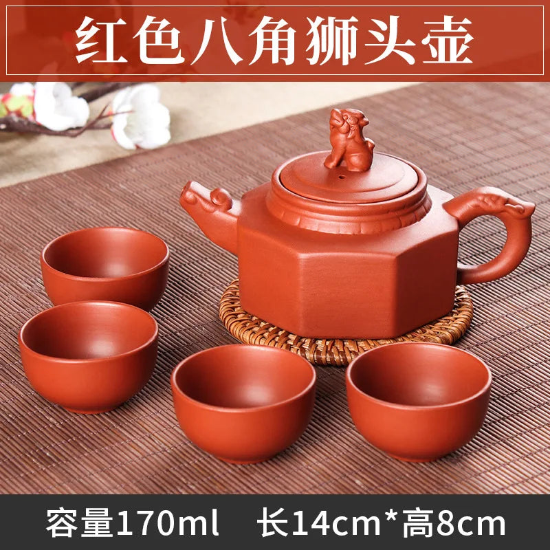 5pcs Kung Fu Tea Set [1 Teapot + 4 Cups Set] 100ml Chinese Xi Shi Porcelain Tea Sets Ceramic Yixing Purple Clay Kettle