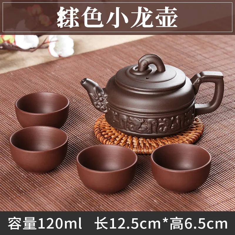 5pcs Kung Fu Tea Set [1 Teapot + 4 Cups Set] 100ml Chinese Xi Shi Porcelain Tea Sets Ceramic Yixing Purple Clay Kettle