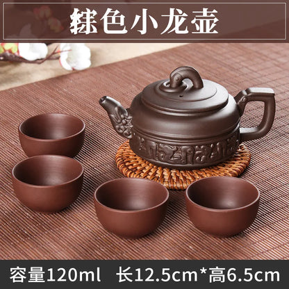 5pcs Kung Fu Tea Set [1 Teapot + 4 Cups Set] 100ml Chinese Xi Shi Porcelain Tea Sets Ceramic Yixing Purple Clay Kettle
