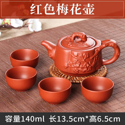 5pcs Kung Fu Tea Set [1 Teapot + 4 Cups Set] 100ml Chinese Xi Shi Porcelain Tea Sets Ceramic Yixing Purple Clay Kettle