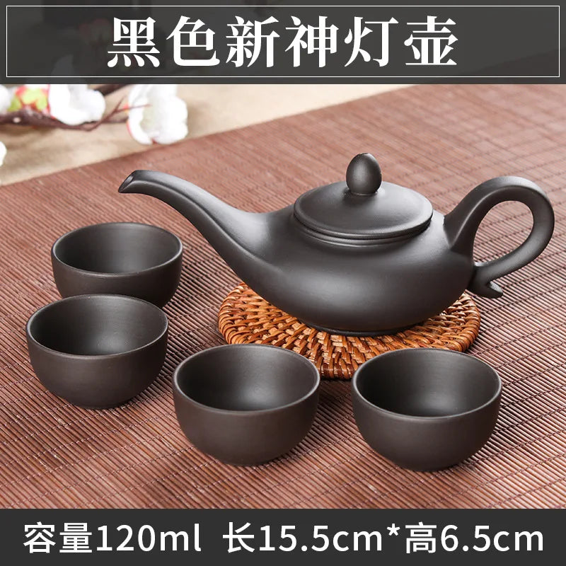 5pcs Kung Fu Tea Set [1 Teapot + 4 Cups Set] 100ml Chinese Xi Shi Porcelain Tea Sets Ceramic Yixing Purple Clay Kettle