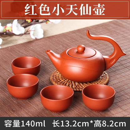 5pcs Kung Fu Tea Set [1 Teapot + 4 Cups Set] 100ml Chinese Xi Shi Porcelain Tea Sets Ceramic Yixing Purple Clay Kettle