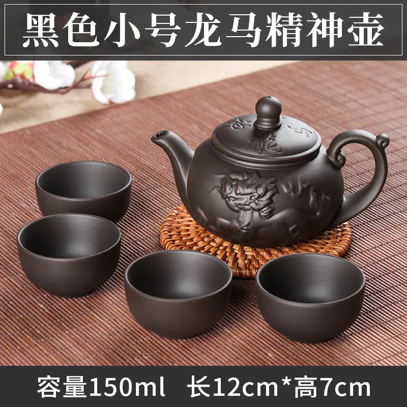 5pcs Kung Fu Tea Set [1 Teapot + 4 Cups Set] 100ml Chinese Xi Shi Porcelain Tea Sets Ceramic Yixing Purple Clay Kettle