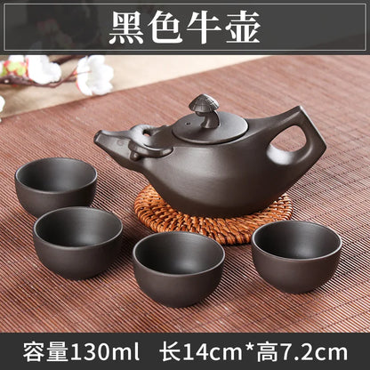 5pcs Kung Fu Tea Set [1 Teapot + 4 Cups Set] 100ml Chinese Xi Shi Porcelain Tea Sets Ceramic Yixing Purple Clay Kettle