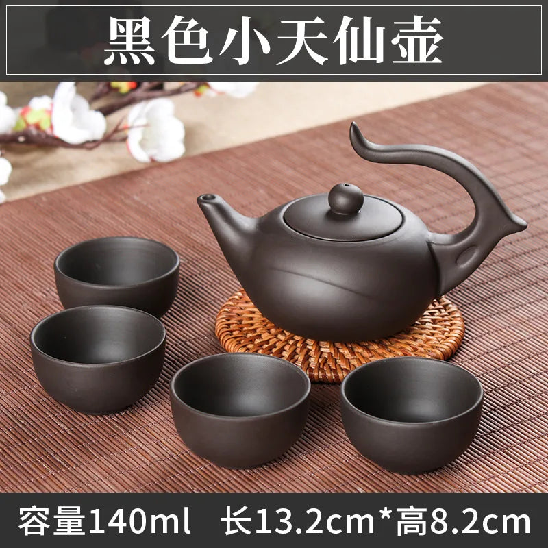 5pcs Kung Fu Tea Set [1 Teapot + 4 Cups Set] 100ml Chinese Xi Shi Porcelain Tea Sets Ceramic Yixing Purple Clay Kettle