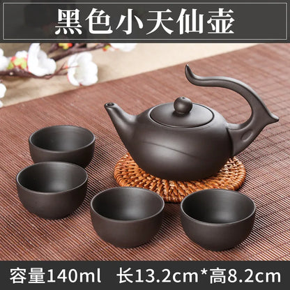 5pcs Kung Fu Tea Set [1 Teapot + 4 Cups Set] 100ml Chinese Xi Shi Porcelain Tea Sets Ceramic Yixing Purple Clay Kettle