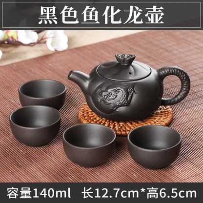 5pcs Kung Fu Tea Set [1 Teapot + 4 Cups Set] 100ml Chinese Xi Shi Porcelain Tea Sets Ceramic Yixing Purple Clay Kettle