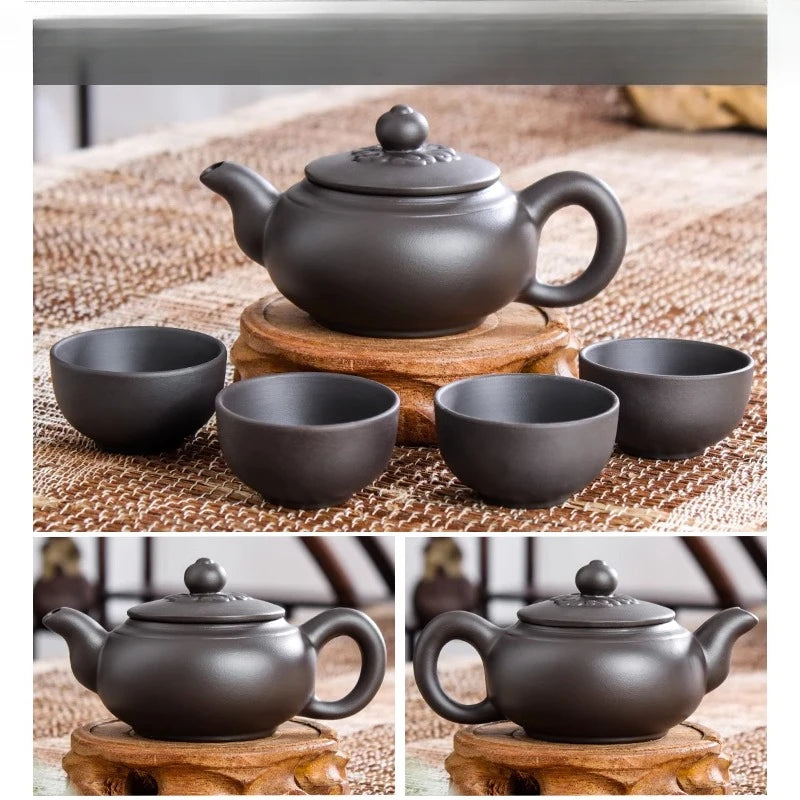 5pcs Kung Fu Tea Set [1 Teapot + 4 Cups Set] 100ml Chinese Xi Shi Porcelain Tea Sets Ceramic Yixing Purple Clay Kettle