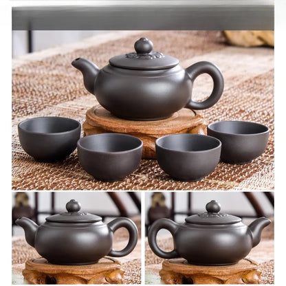 5pcs Kung Fu Tea Set [1 Teapot + 4 Cups Set] 100ml Chinese Xi Shi Porcelain Tea Sets Ceramic Yixing Purple Clay Kettle
