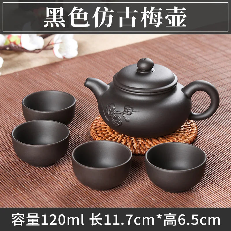 5pcs Kung Fu Tea Set [1 Teapot + 4 Cups Set] 100ml Chinese Xi Shi Porcelain Tea Sets Ceramic Yixing Purple Clay Kettle