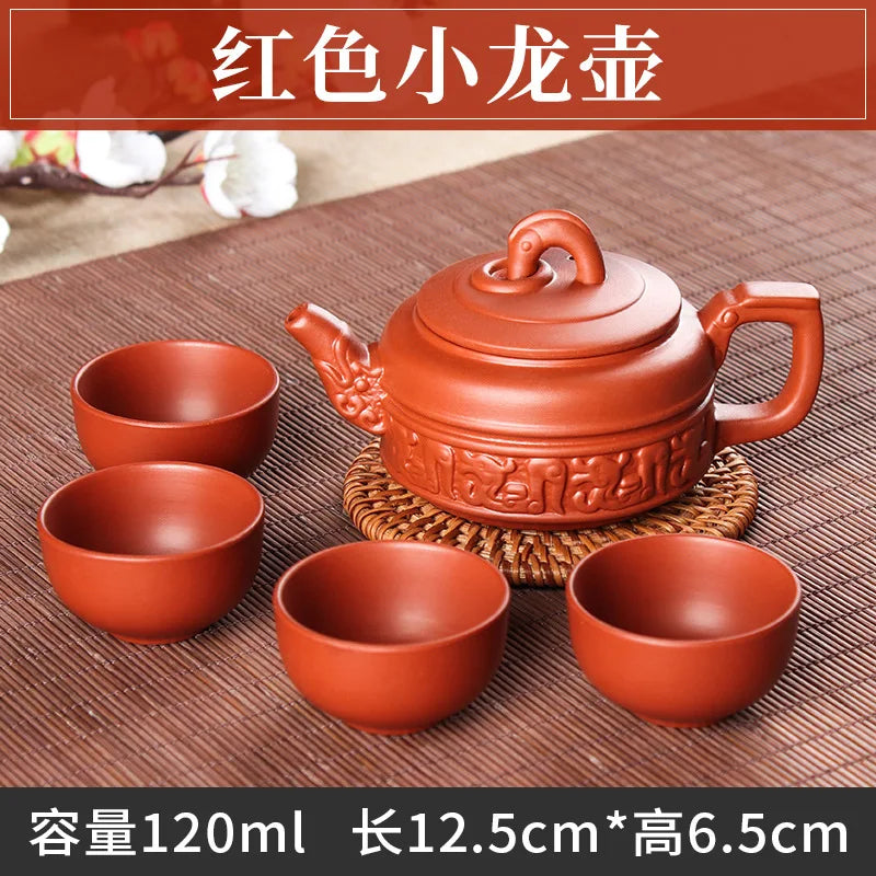 5pcs Kung Fu Tea Set [1 Teapot + 4 Cups Set] 100ml Chinese Xi Shi Porcelain Tea Sets Ceramic Yixing Purple Clay Kettle