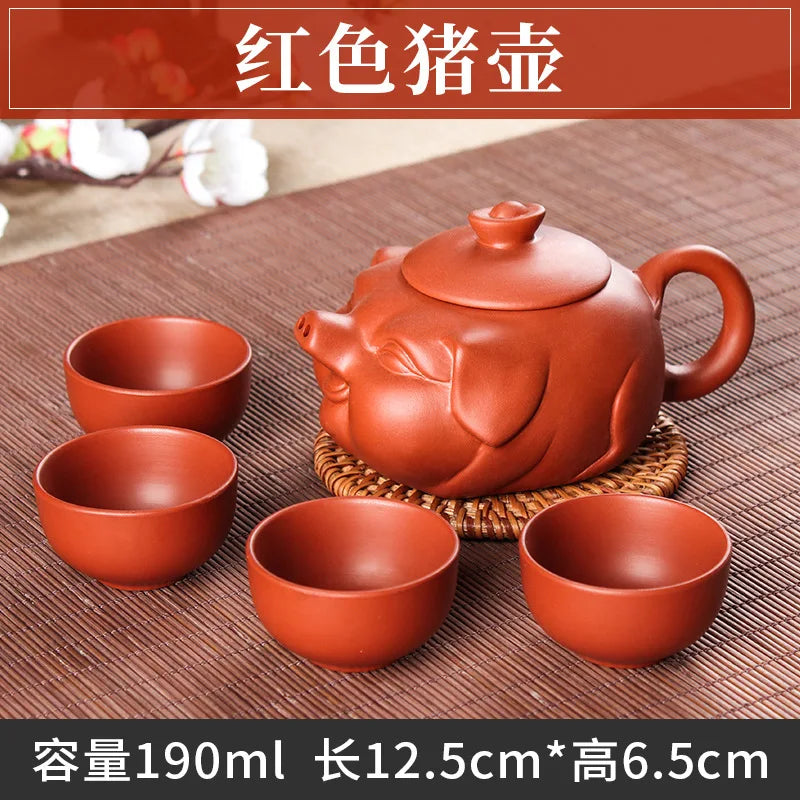 5pcs Kung Fu Tea Set [1 Teapot + 4 Cups Set] 100ml Chinese Xi Shi Porcelain Tea Sets Ceramic Yixing Purple Clay Kettle