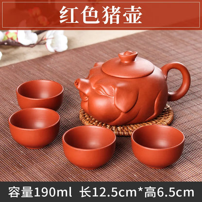 5pcs Kung Fu Tea Set [1 Teapot + 4 Cups Set] 100ml Chinese Xi Shi Porcelain Tea Sets Ceramic Yixing Purple Clay Kettle