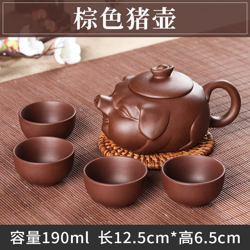5pcs Kung Fu Tea Set [1 Teapot + 4 Cups Set] 100ml Chinese Xi Shi Porcelain Tea Sets Ceramic Yixing Purple Clay Kettle