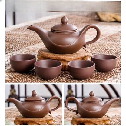 5pcs Kung Fu Tea Set [1 Teapot + 4 Cups Set] 100ml Chinese Xi Shi Porcelain Tea Sets Ceramic Yixing Purple Clay Kettle