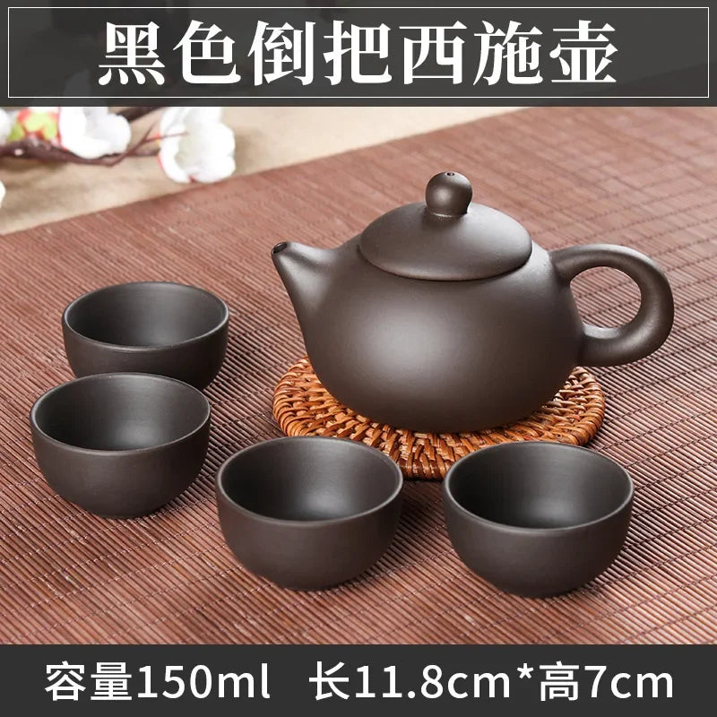 5pcs Kung Fu Tea Set [1 Teapot + 4 Cups Set] 150ml Chinese Xi Shi Porcelain Tea Sets Ceramic Yixing Purple Clay Kettle