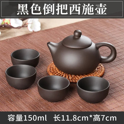 5pcs Kung Fu Tea Set [1 Teapot + 4 Cups Set] 150ml Chinese Xi Shi Porcelain Tea Sets Ceramic Yixing Purple Clay Kettle