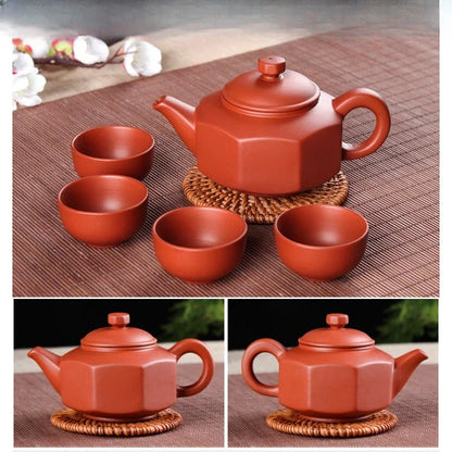 5pcs Kung Fu Tea Set [1 Teapot + 4 Cups Set] 150ml Chinese Xi Shi Porcelain Tea Sets Ceramic Yixing Purple Clay Kettle