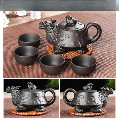 5pcs Kung Fu Tea Set [1 Teapot + 4 Cups Set] 150ml Chinese Xi Shi Porcelain Tea Sets Ceramic Yixing Purple Clay Kettle