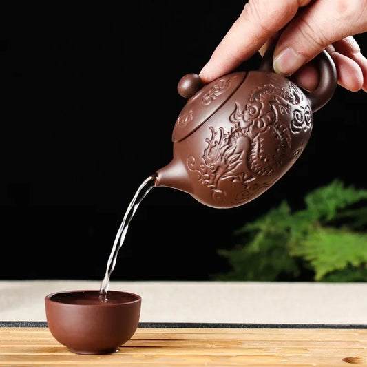 5pcs Kung Fu Tea Set [1 Teapot + 4 Cups Set] 150ml Chinese Xi Shi Porcelain Tea Sets Ceramic Yixing Purple Clay Kettle