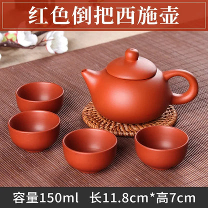 5pcs Kung Fu Tea Set [1 Teapot + 4 Cups Set] 150ml Chinese Xi Shi Porcelain Tea Sets Ceramic Yixing Purple Clay Kettle