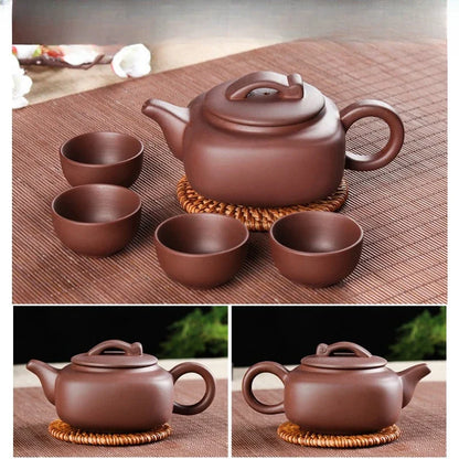 5pcs Kung Fu Tea Set [1 Teapot + 4 Cups Set] 150ml Chinese Xi Shi Porcelain Tea Sets Ceramic Yixing Purple Clay Kettle