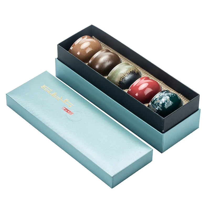 5pcs/set Retro Coarse Pottery Kiln Teacups Japanese Style Kung Fu Tea Cups Heat Resistant Tea Bowl Drinkware Portable TeaSet