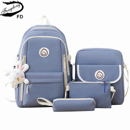5pcs/set Simple Backpack Lightweight school backpack Large Capacity Primary School bags for girls Student Korean style bookbag