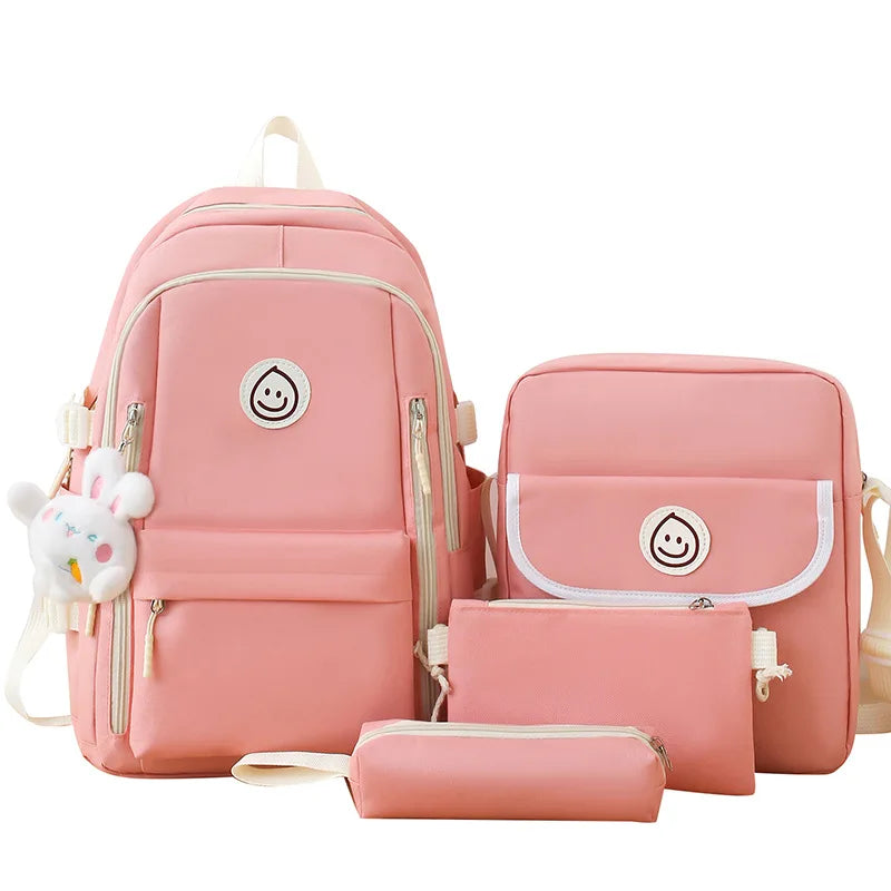 5pcs/set Simple Backpack Lightweight school backpack Large Capacity Primary School bags for girls Student Korean style bookbag