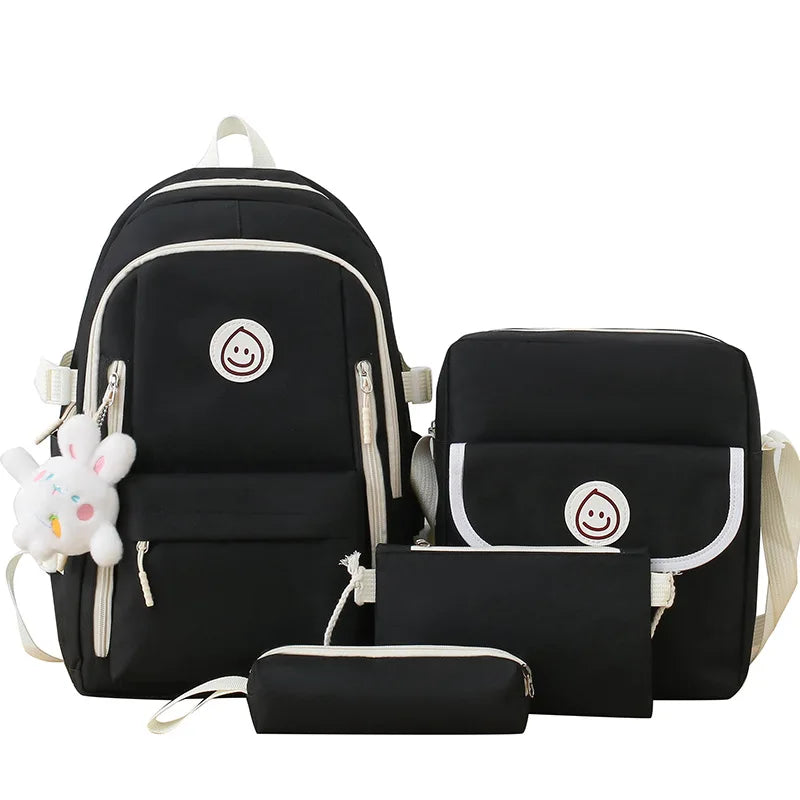5pcs/set Simple Backpack Lightweight school backpack Large Capacity Primary School bags for girls Student Korean style bookbag
