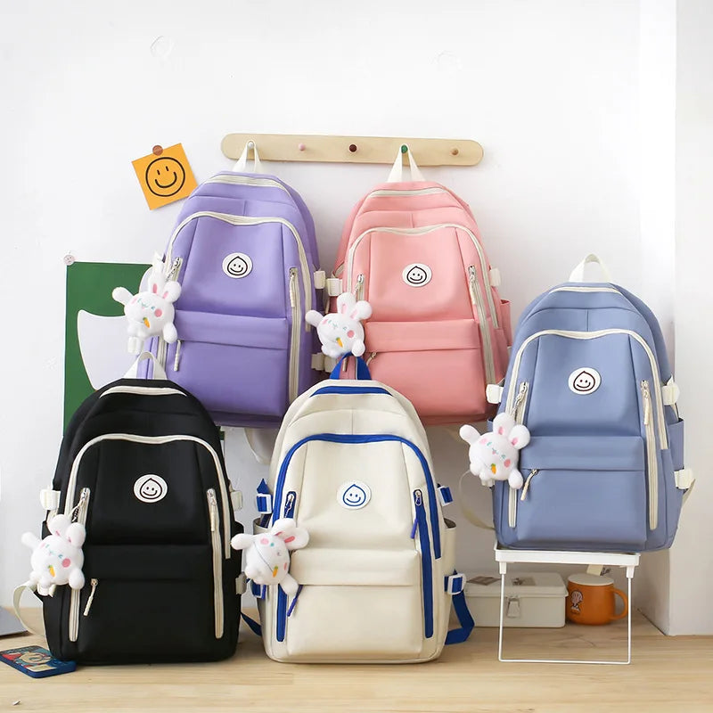 5pcs/set Simple Backpack Lightweight school backpack Large Capacity Primary School bags for girls Student Korean style bookbag