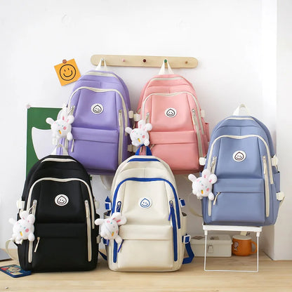 5pcs/set Simple Backpack Lightweight school backpack Large Capacity Primary School bags for girls Student Korean style bookbag