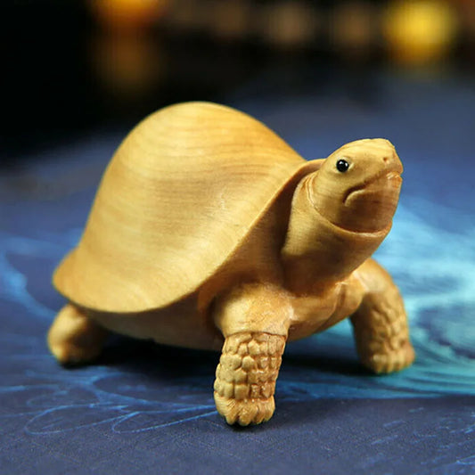 5x4.5x4.5 CM Hand Carved Boxwood Carving Figurine : Turtle Animal Statue Home Decor- LS012ca