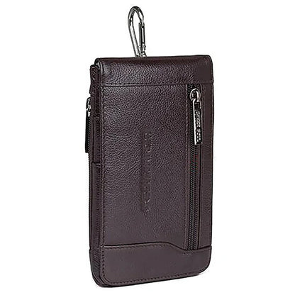 6.1 Inch Genuine Leather Waist Belt Pack Men Hip Bum Pocket Card Holder Cowhide Coin Purse Pouch Cell Phone Case Hook Fanny Bags