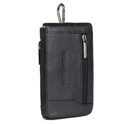 6.1 Inch Genuine Leather Waist Belt Pack Men Hip Bum Pocket Card Holder Cowhide Coin Purse Pouch Cell Phone Case Hook Fanny Bags