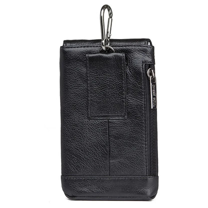 6.1 Inch Genuine Leather Waist Belt Pack Men Hip Bum Pocket Card Holder Cowhide Coin Purse Pouch Cell Phone Case Hook Fanny Bags