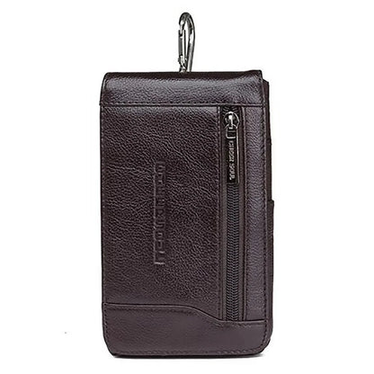 6.1 Inch Genuine Leather Waist Belt Pack Men Hip Bum Pocket Card Holder Cowhide Coin Purse Pouch Cell Phone Case Hook Fanny Bags