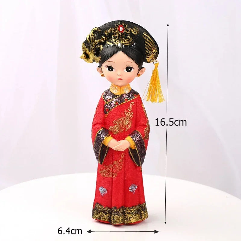 6.5 Inch Chinese Emperor Empress Figurine Resin Queen Ornament Traditional Costume Home Decoration Cake Topper Miniature