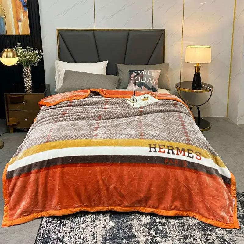 6.6lbs Chinese soft blanket weighted bed cover double layers velvet health care Christmas gift king size 78 x 90 in rectangle
