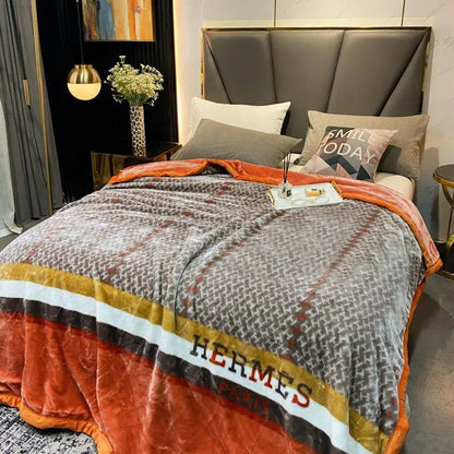 6.6lbs Chinese soft blanket weighted bed cover double layers velvet health care Christmas gift king size 78 x 90 in rectangle