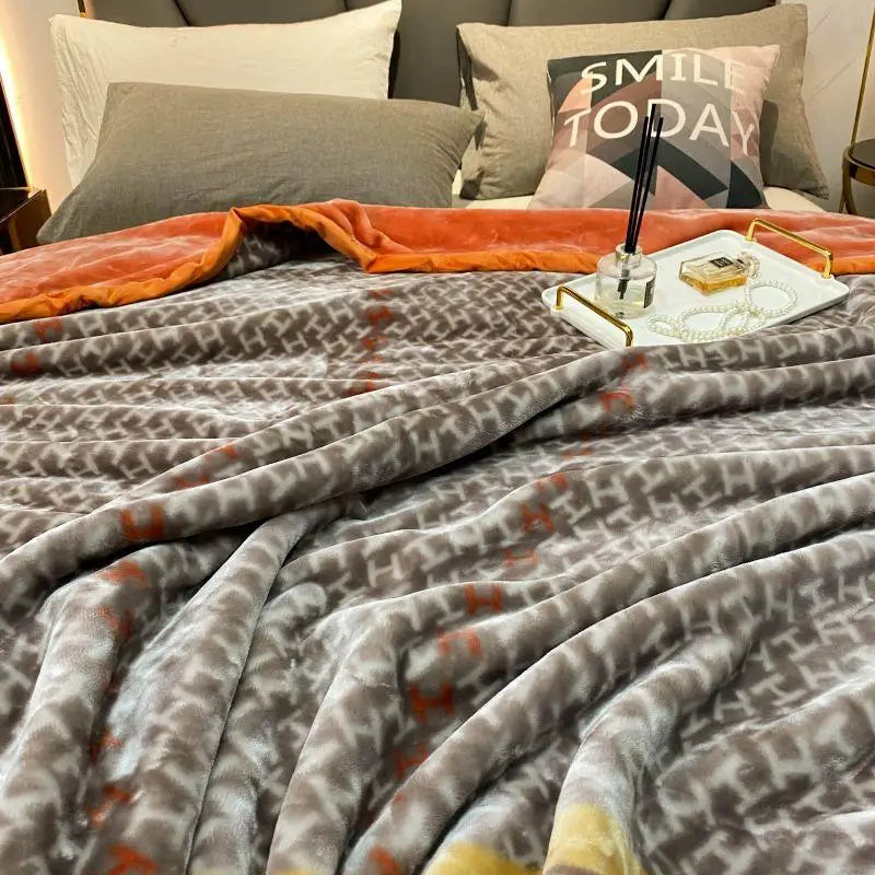 6.6lbs Chinese soft blanket weighted bed cover double layers velvet health care Christmas gift king size 78 x 90 in rectangle